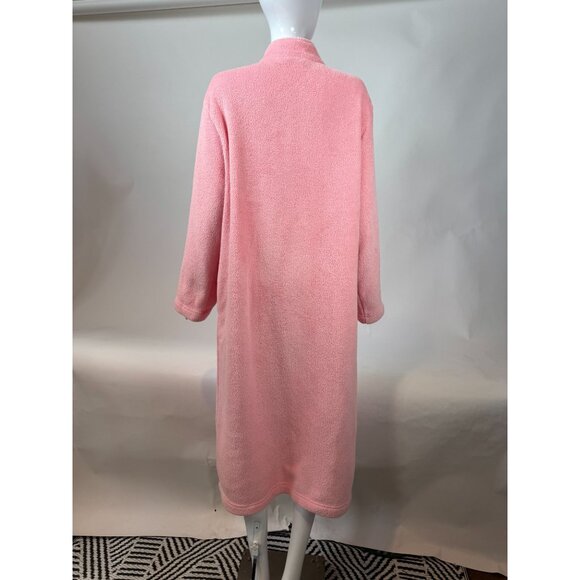 Adonna Pink Fleece Zip-Up Long Robe XL Full-Length Cozy Loungewear - Picture 5 of 16